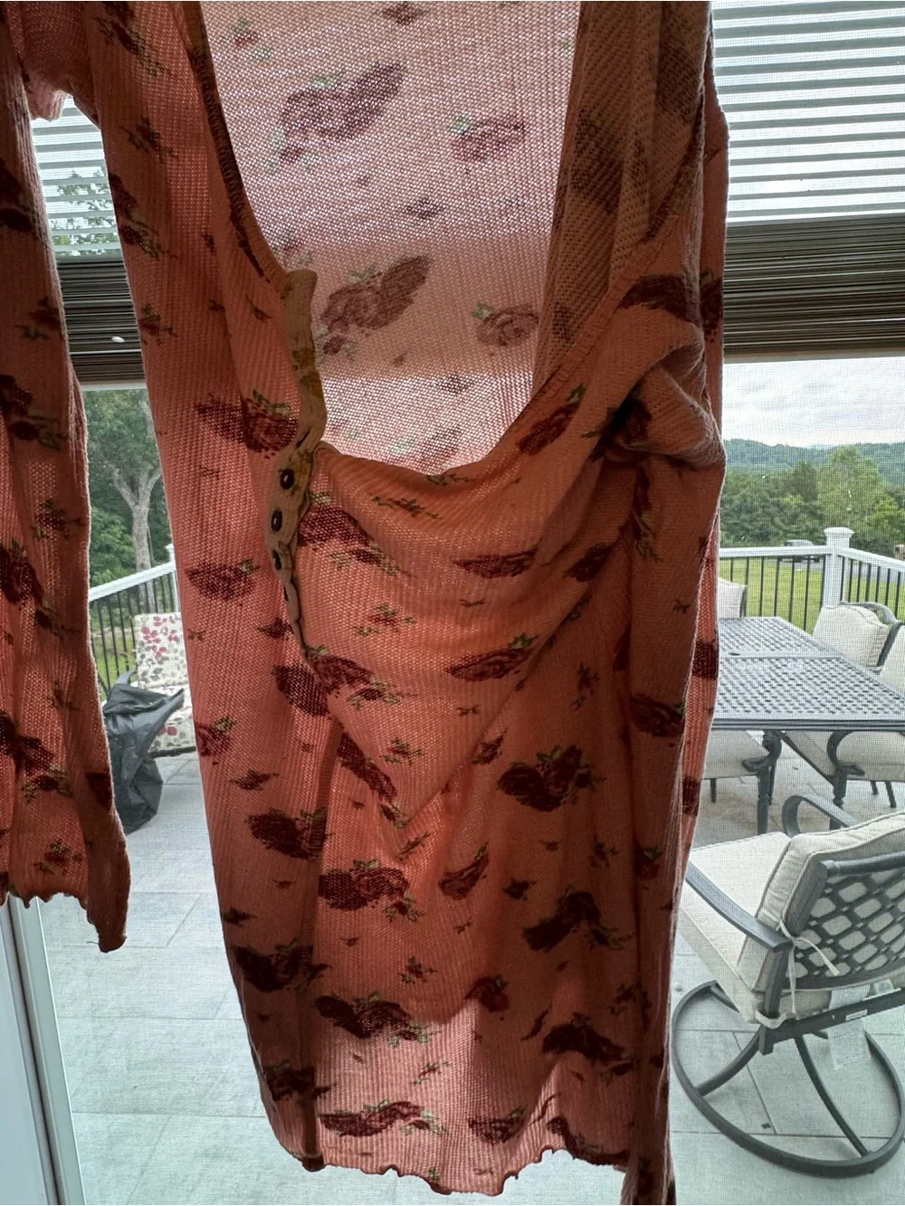Intimately by Free People waffle knit, cozy time pink floral mini nightie, med